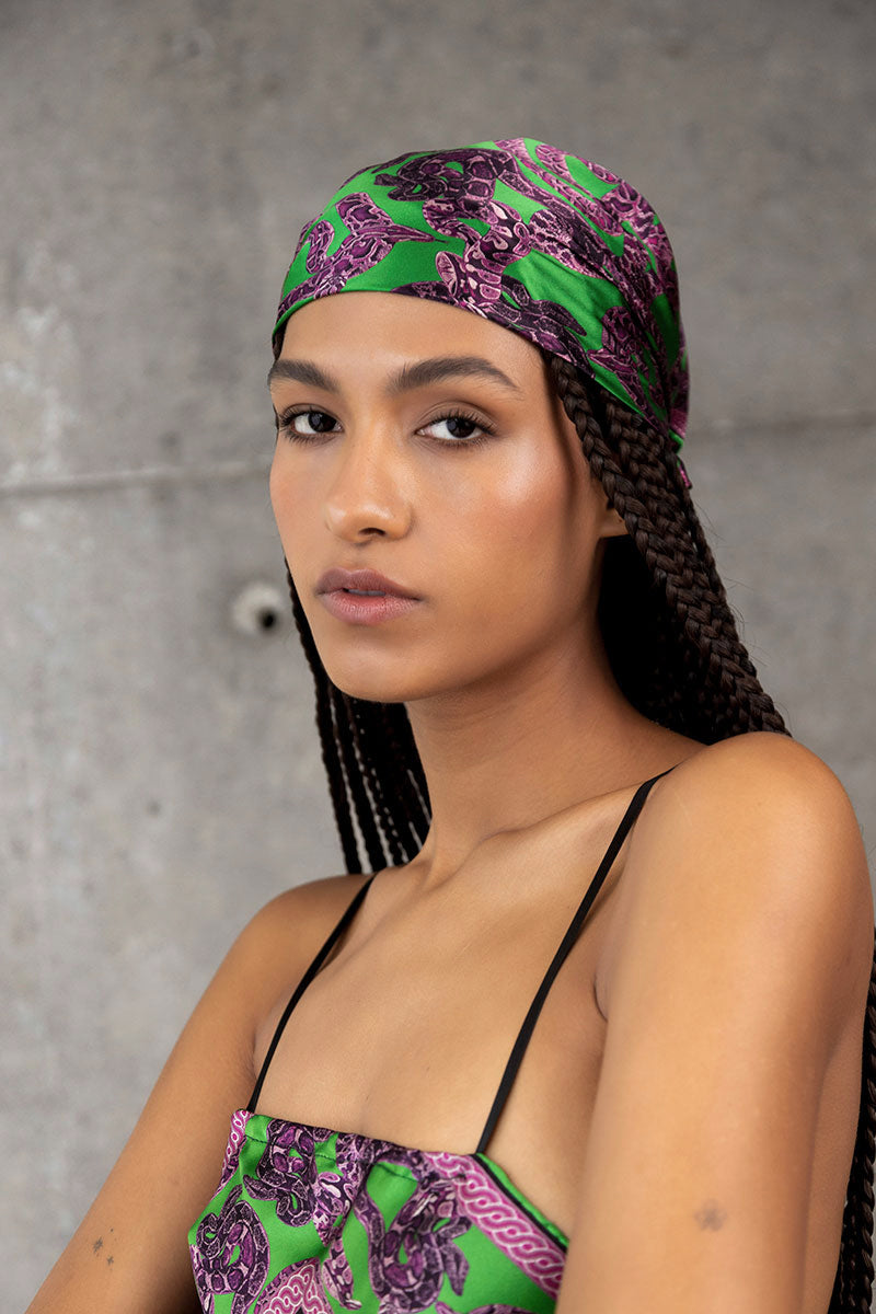 Silk Snake Scarf - Magenta x Jade (small)