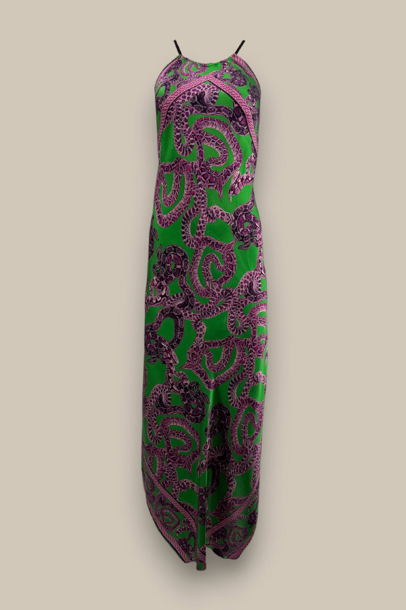 Silk Snake Scarf Dress - Maxi - Magenta x Jade – monzlapur