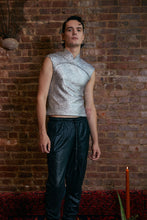 Load image into Gallery viewer, Metallic Top with Mandarin Collar - Silver

