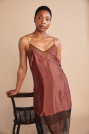 Embossed Sundress with Lace & Silk Chiffon Detail