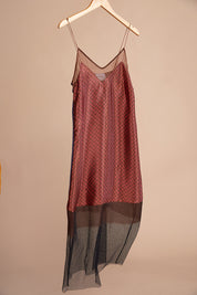 Embossed Sundress with Lace & Silk Chiffon Detail