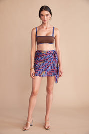 Crepe Mini Wrap Skirt – Coral Lavender