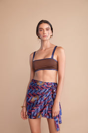 Crepe Mini Wrap Skirt – Coral Lavender