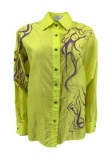 Load image into Gallery viewer, Lemon Paper Silk Shirt with Hand Painting
