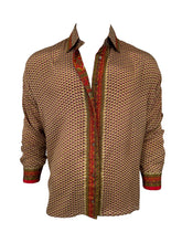 Load image into Gallery viewer, Embossed Oriental Motif Long Sleeve Shirt - Burnt Sienna
