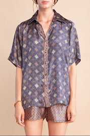 Gilded Azure Crepe Shirt
