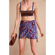 Crepe Mini Wrap Skirt – Coral Lavender