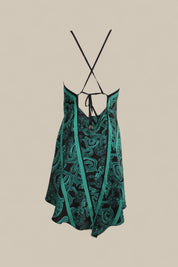 Silk Serpent Noir Dress - Mini - Forest Green