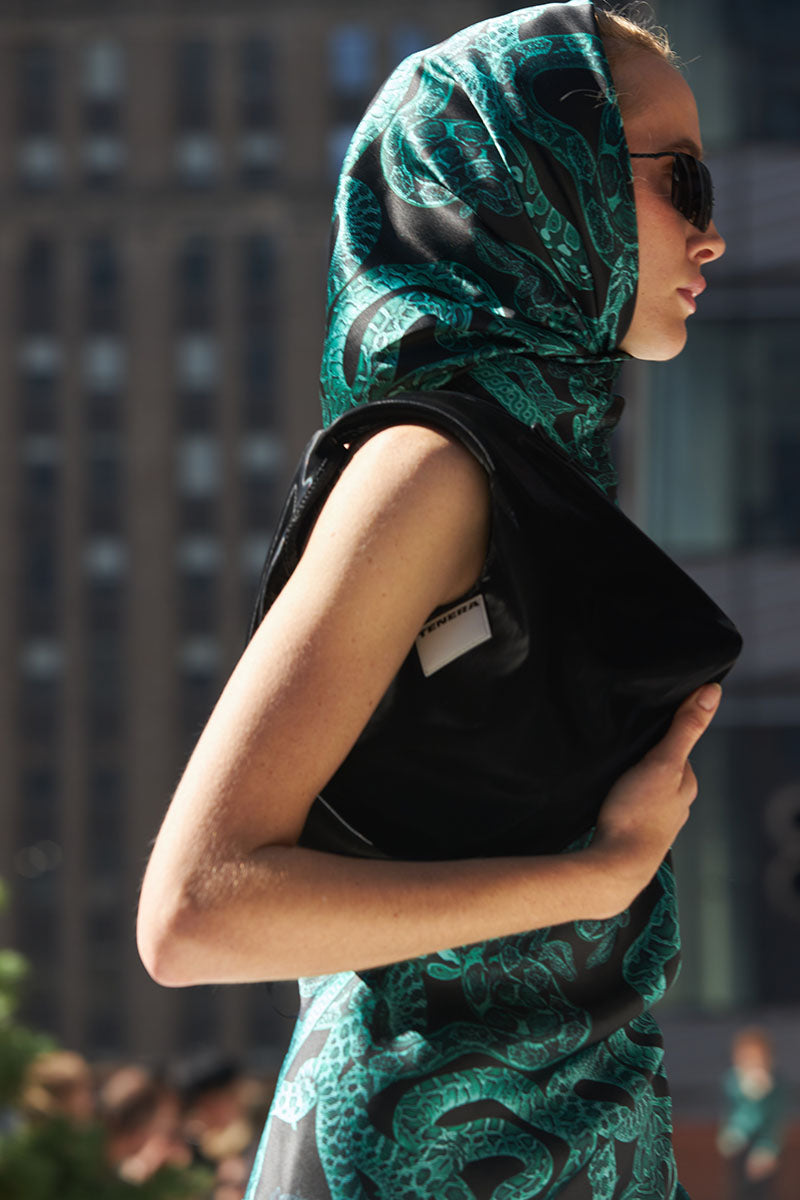 Silk Serpent Noir Scarf Large-Forest Green