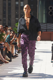 Serpent Noir Silk Cargo Pant - Made to Order - Magenta