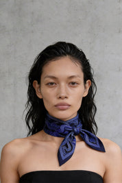 Silk Serpent Noir Scarf Small - Electric Blue