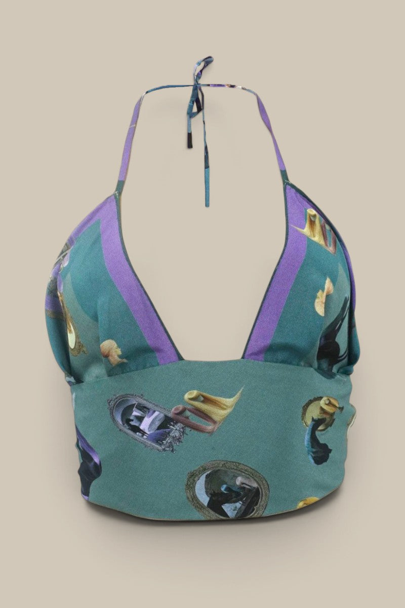 "Horses Wear Wigs" Silk Halter- Sage
