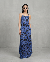 Silk Serpent Noir Dress - Maxi - Electric Blue