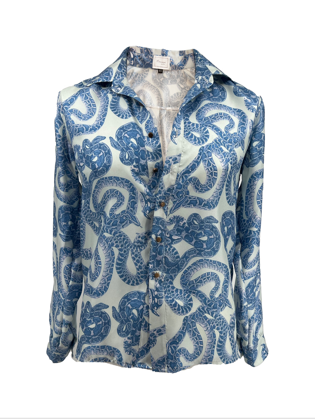 Blue Rain Silk Snake Shirt - Long Sleeved