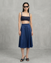 Box Pleated Taffeta Skirt - Blue