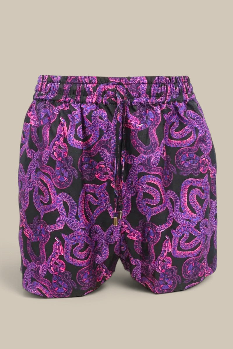Serpent Noir Shorts - Magenta