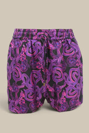 Serpent Noir Shorts - Magenta