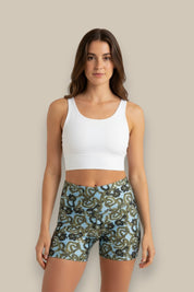Snake Print Biker Short- Turquoise