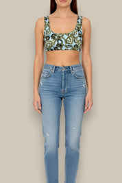 Snake Print Bralette - Turquoise
