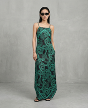 Silk Serpent Noir Dress - Maxi - Forest Green