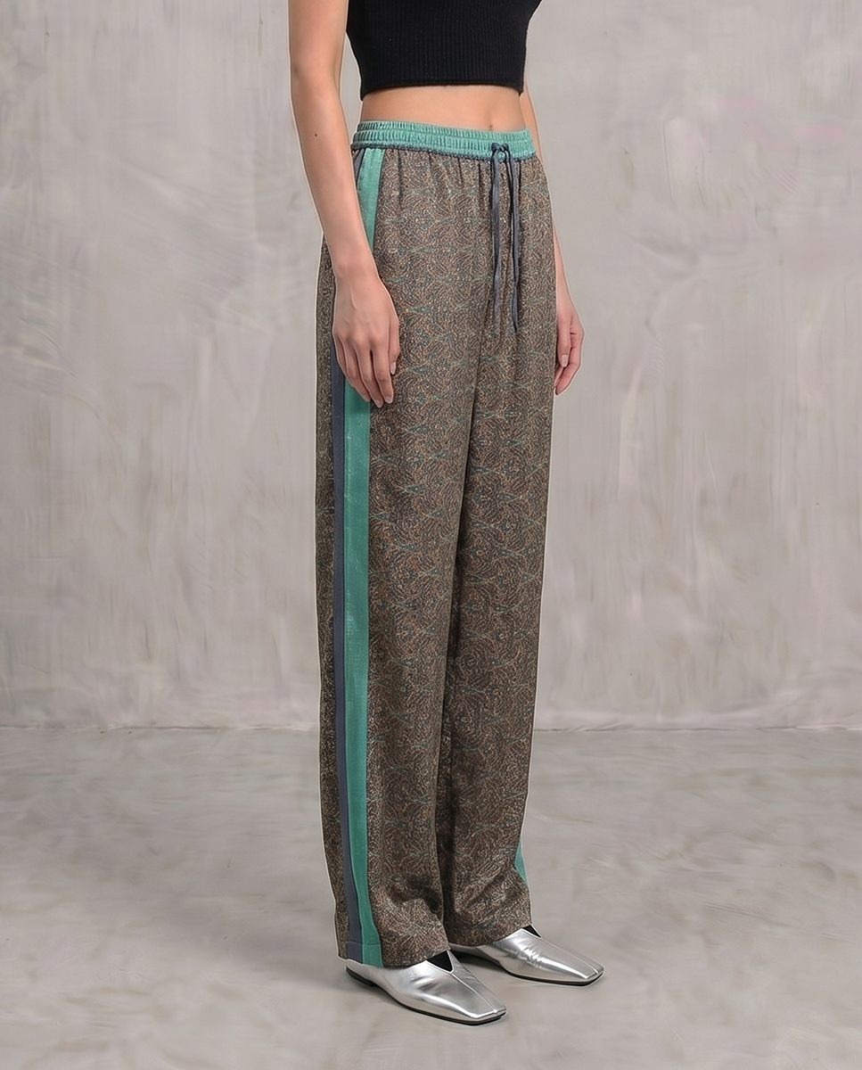 Paisley Motif Pant with Stripe- Mint