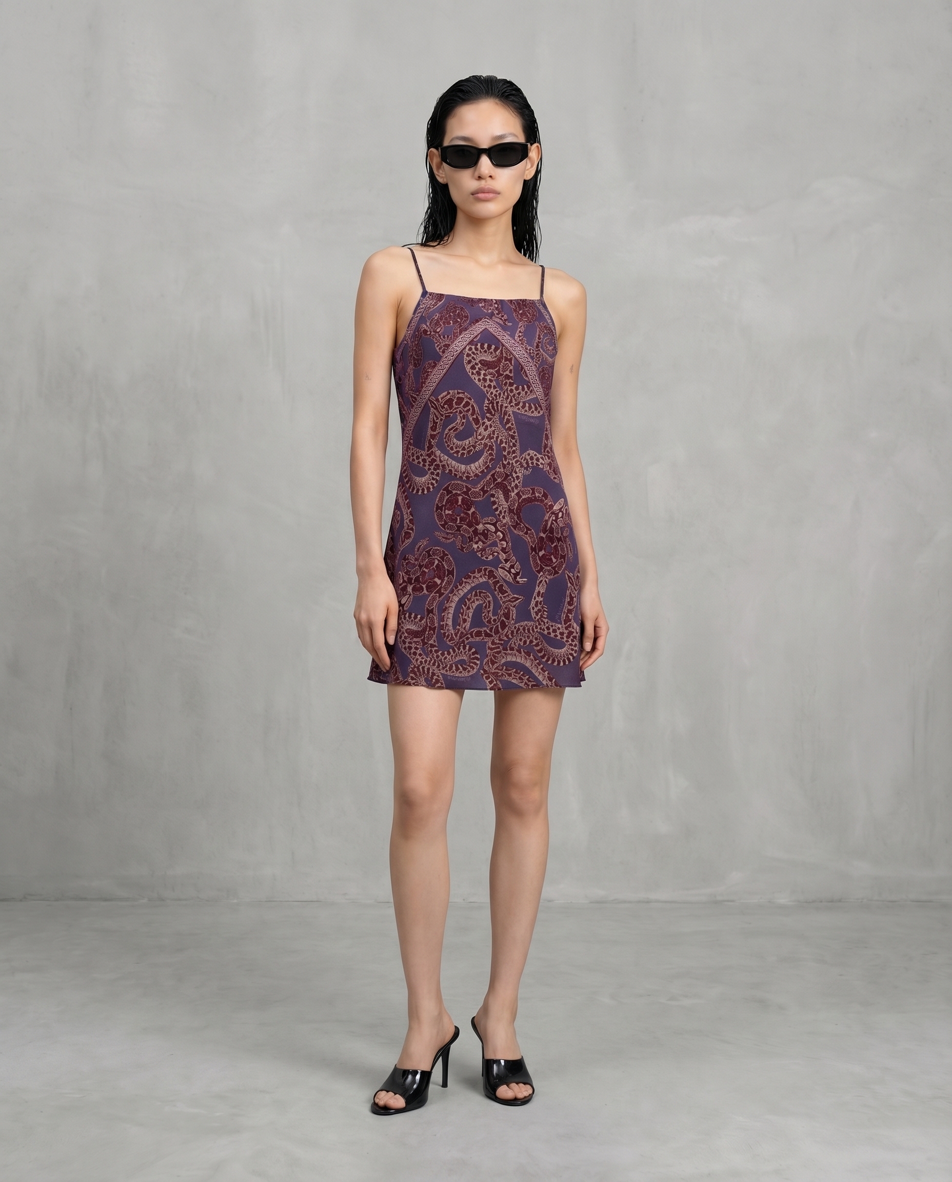 Silk Snake Scarf Dress - Mini - Vino x Purple