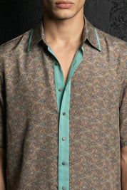 Paisley Motif Short Sleeve Shirt- MInt