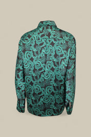 Serpent Noir Silk Shirt - Made to Order - Forest Green