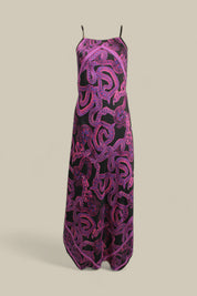 Silk Serpent Noir Dress - Maxi - Magenta
