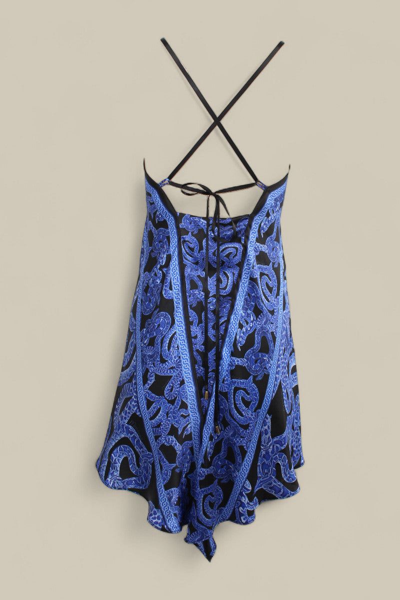 Silk Serpent Noir Dress - Mini - Electric Blue