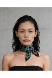 Silk Serpent Noir Scarf Small -Forest Green