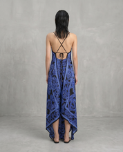 Silk Serpent Noir Dress - Maxi - Electric Blue