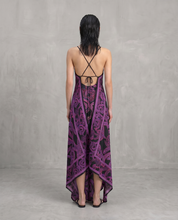 Silk Serpent Noir Dress - Maxi - Magenta