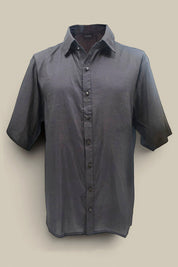 Raw Paper Silk Short Sleeve Shirt - Black