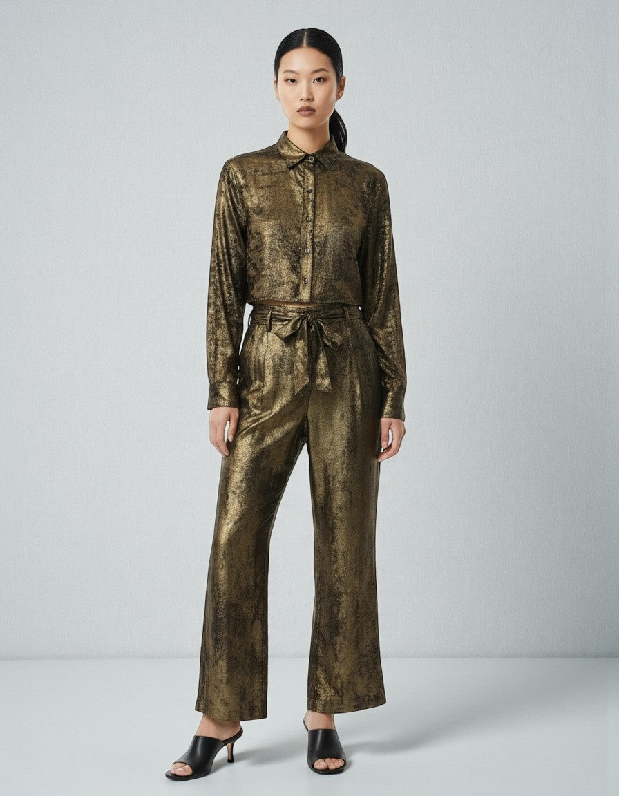 Burnt Gold Cropped Shirt