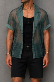 Two Tone Mesh Shirt - Sage