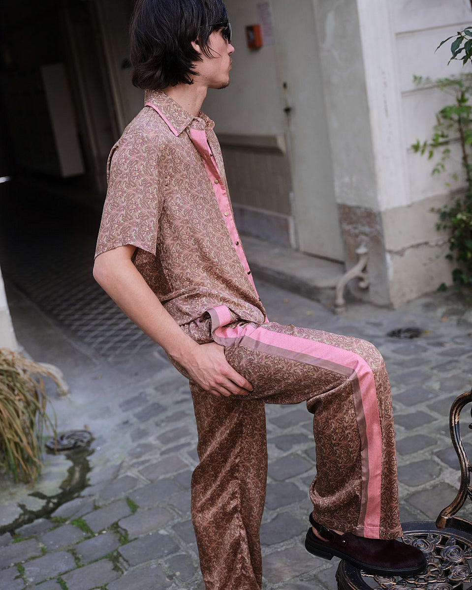 Paisley Motif Pant with Stripe - Rosé