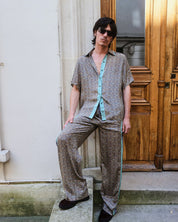 Paisley Motif Pant with Stripe- Mint