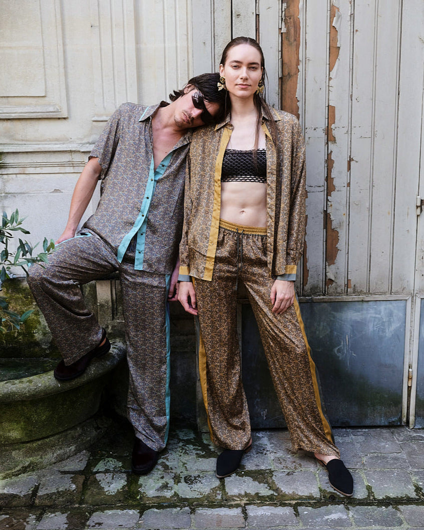 Paisley Motif Pant with Stripe - Mustard