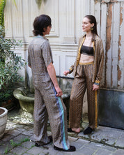 Paisley Motif Pant with Stripe- Mint