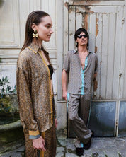 Paisley Motif Pant with Stripe- Mint