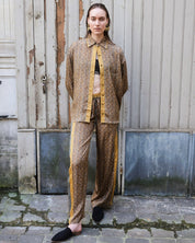 Paisley Motif Pant with Stripe - Mustard