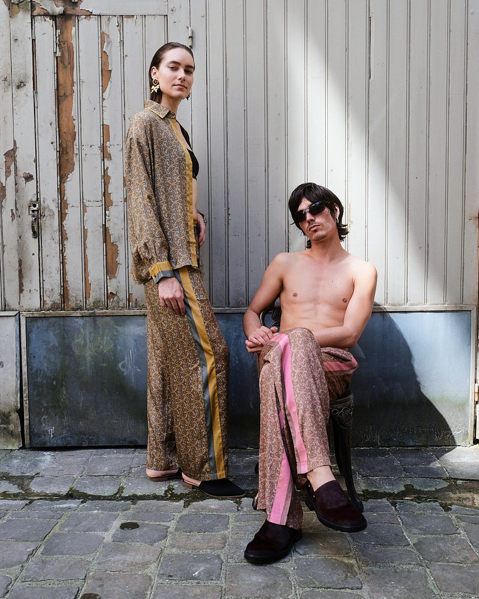 Paisley Motif Pant with Stripe - Mustard