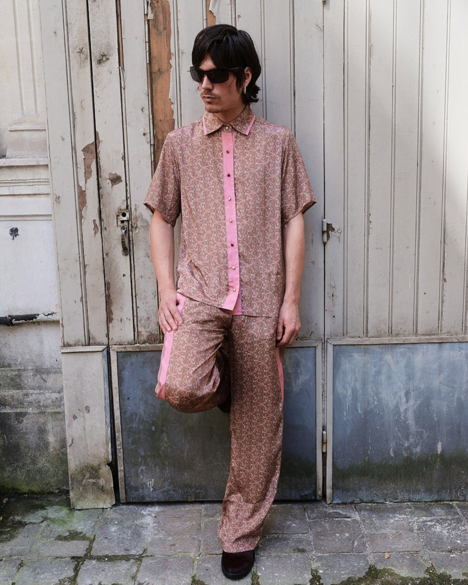 Paisley Motif Pant with Stripe - Rosé