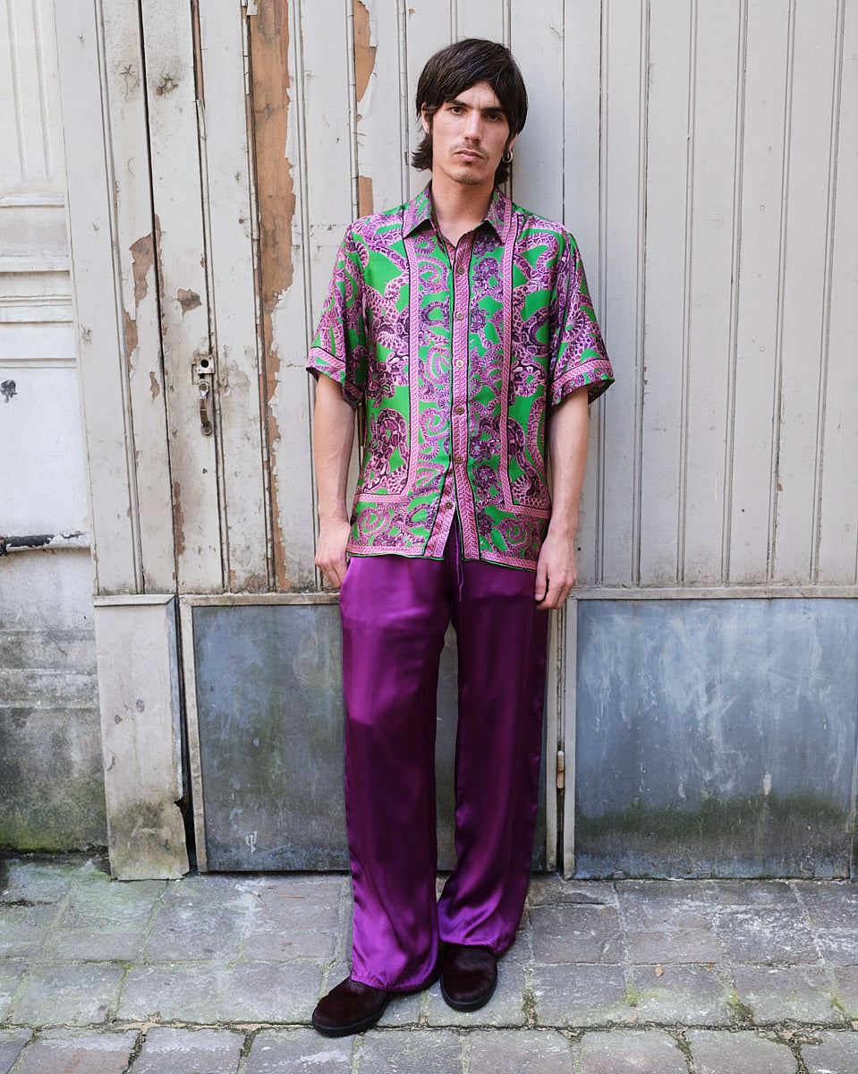 Satin Wide Leg Pant - Magenta