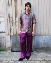 Satin Wide Leg Pant - Magenta