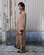 Embossed Botanic Long Sleeve Crepe Shirt - Copper