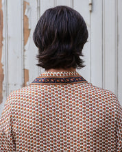 Embossed Botanic Long Sleeve Crepe Shirt - Copper