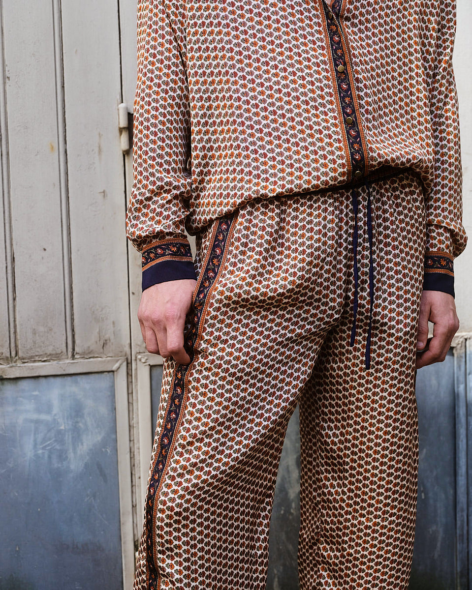 Embossed Botanic Long Sleeve Crepe Shirt - Copper