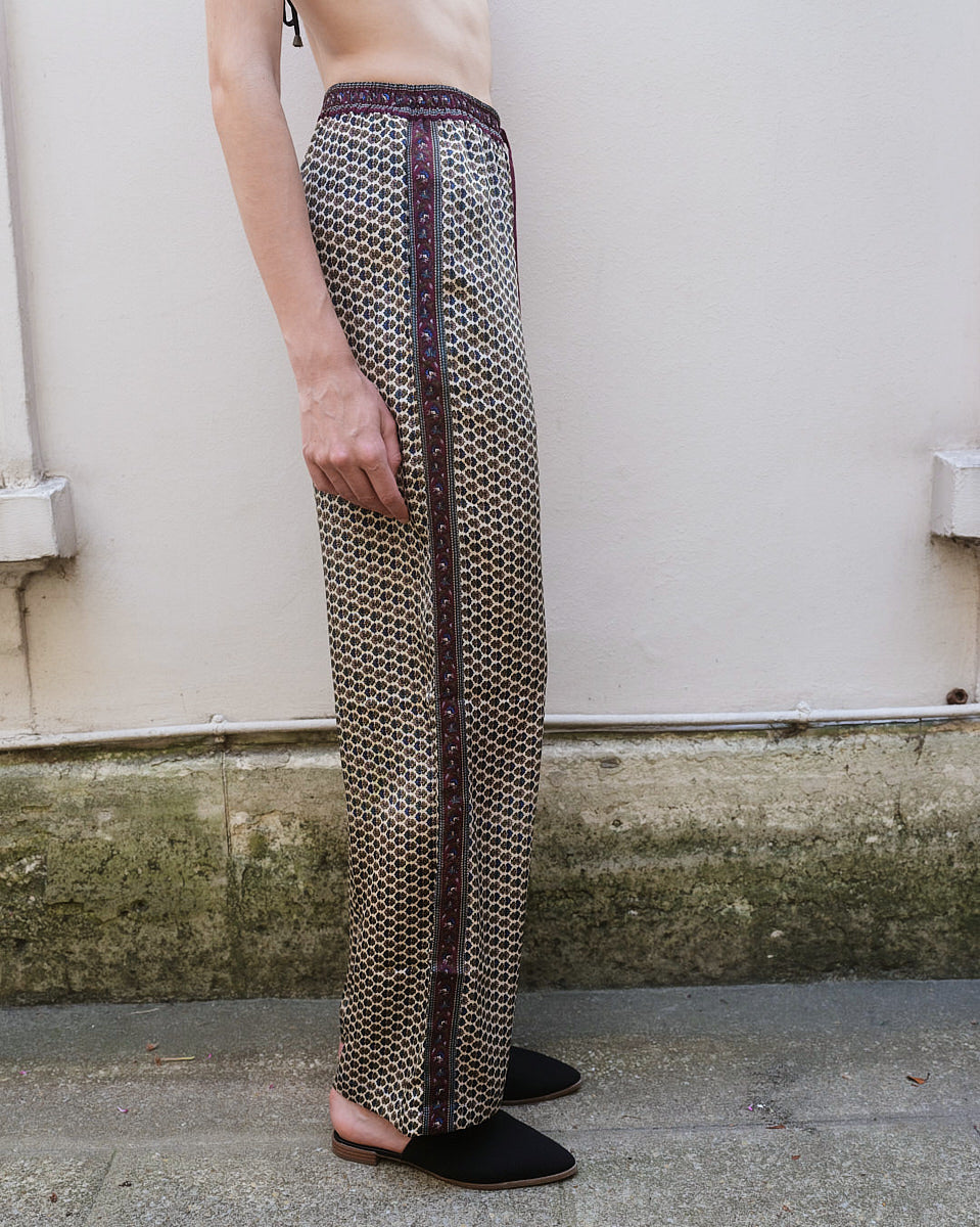 Embossed Botanic Crepe Pant - Forest Plum